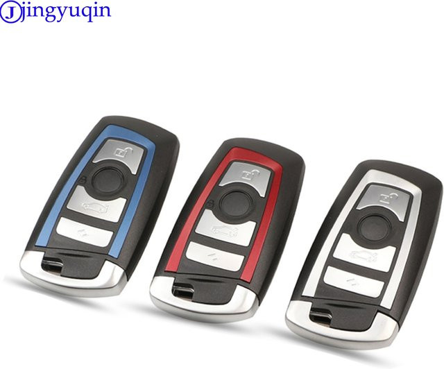 Jingyuqin Smart Key Shell Cover Case für BMW CAS4 F 3 5 7 Serie E90 E92 E93 X5 HU100R in Schwarz mit Uncut Blank Klinge - Bild 1