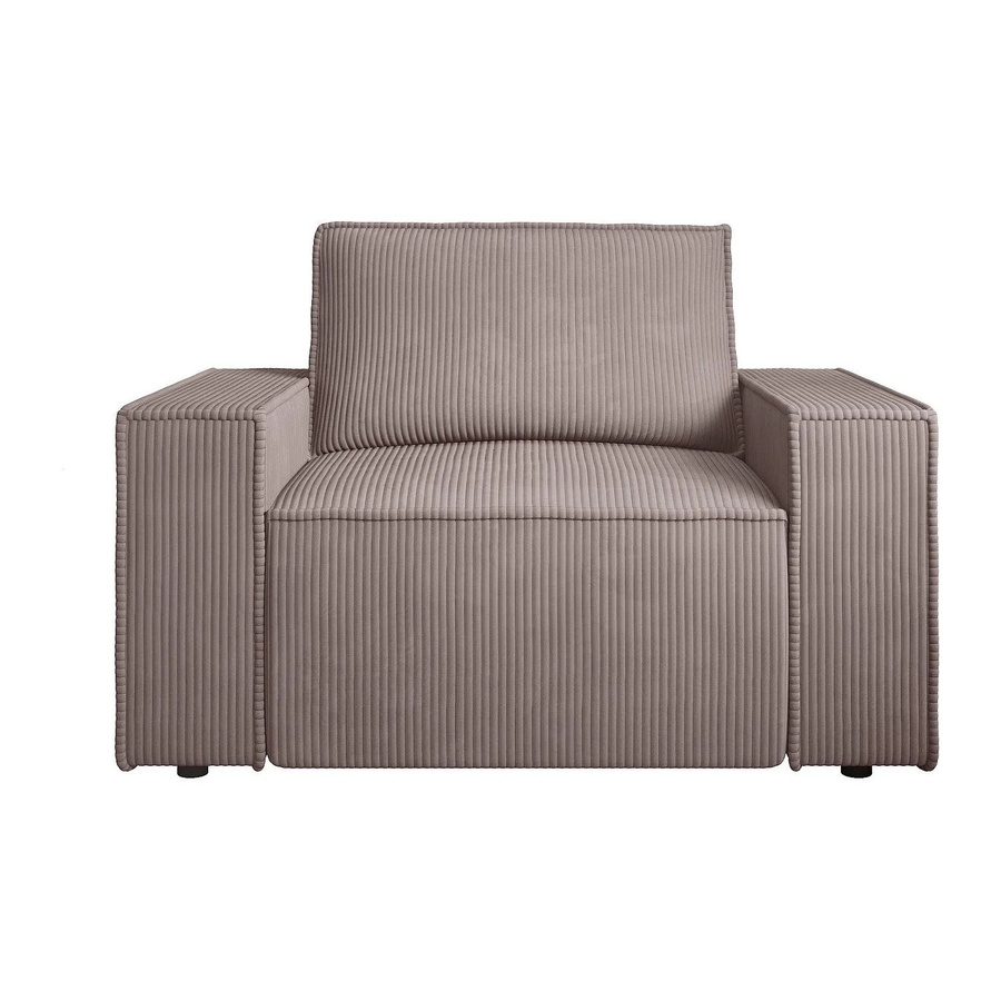 Sessel Amelia mit gerader Rückenlehne von Vente-unique in Dunkelpurpur Cord, Breite: 120 cm - Bild 2