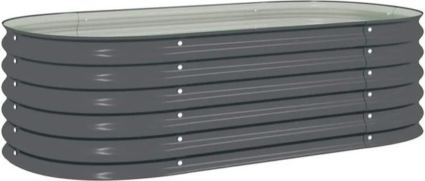 Rundes Hochbeet DELUKE aus verzinktem Stahl für Garten und Terrasse, Grau, B: 160 cm, T: 80 cm, H: 44 cm