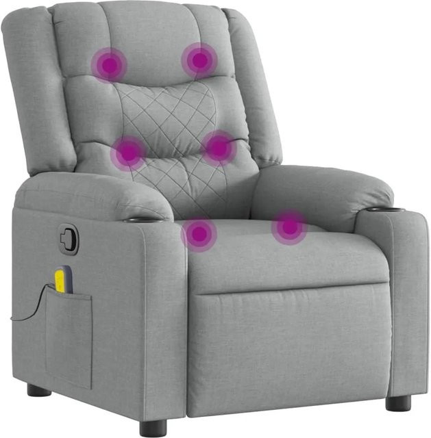 vidaXL Massagesessel Hellgrau aus Stoff mit Armlehnen - Bild 1