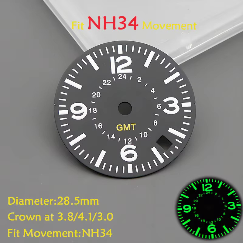 Uhrenzifferblatt, 28,5 mm, Schwarz, passend für japanisches NH34-Uhrwerk - Bild 1