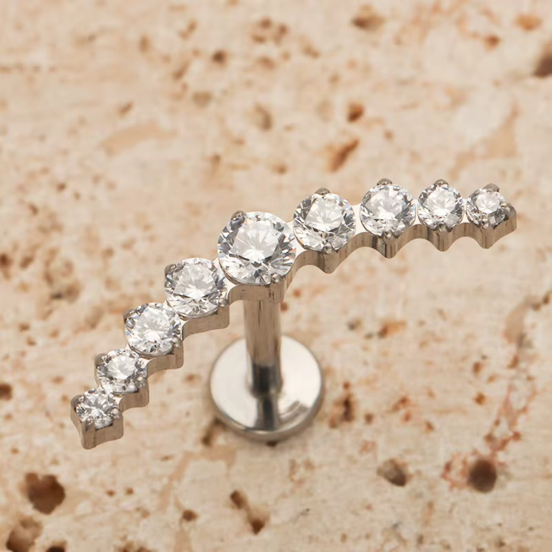 ZOOR Piercing Stud, Titan, Zirkonia, Silber - Bild 2