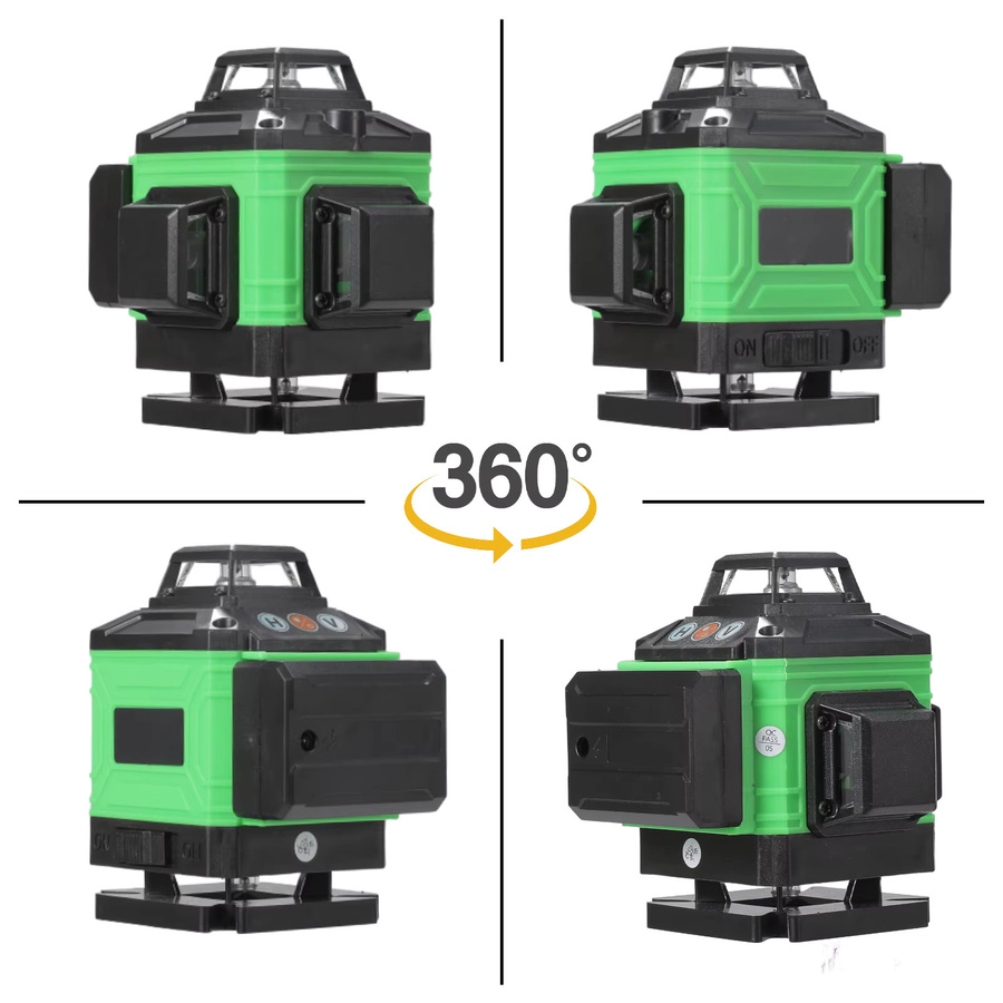 WUIETI 3D/4D 16-Linien-Lasernivelliergerät mit 3 Grad Neigung, selbstnivellierender Kreuzlinienlaser mit USB-Aufladung für vertikale und horizontale Nivellierung, Grün/Braun - Bild 4