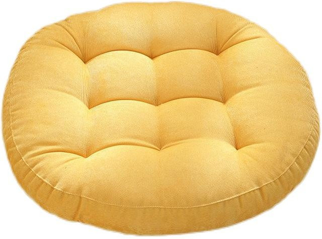 Rundes Tatami Bodensitzkissen aus Cord für Erwachsene und Kinder, Gelb, Durchmesser: 55 cm - Bild 1