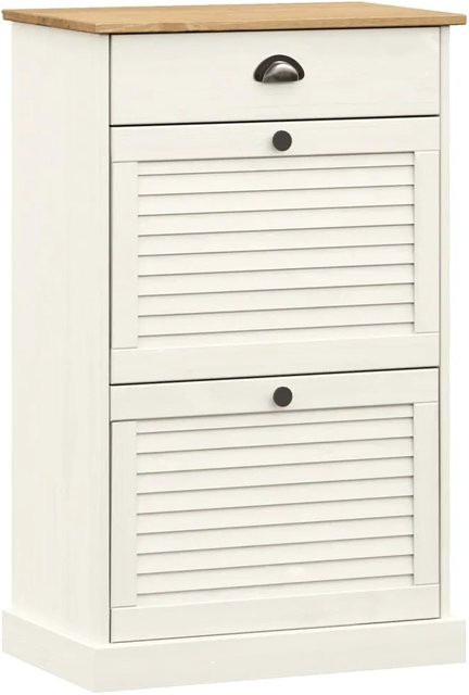 vidaXL Schuhschrank VIGO in Weiß aus massivem Kiefernholz mit Jalousie-Design, B/T/H: 60 x 35 x 96 cm - Bild 1