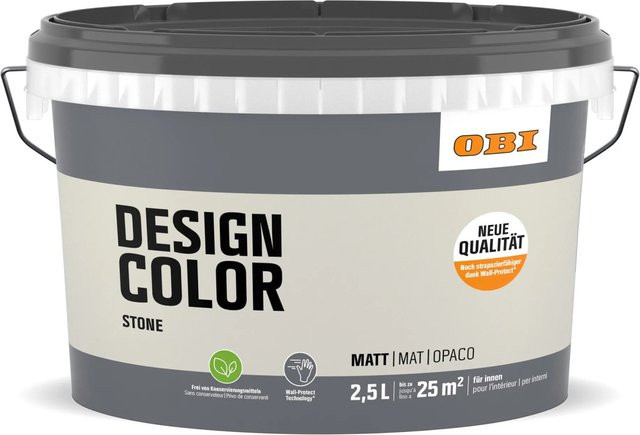 OBI Design Color Dispersion Wandfarbe Stone in Beige und Grau, 2,5 l - Bild 1