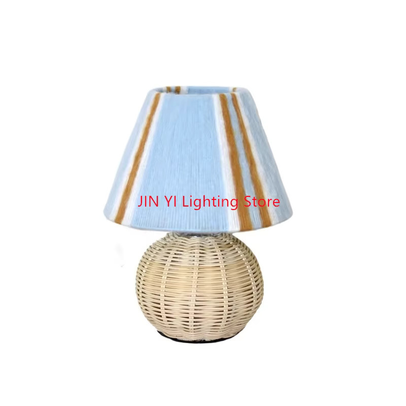 JIANKEXING Rattan Stehlampe im antiken Stil, handgewebt, mehrfarbig, inklusive Lichtquelle - Bild 4