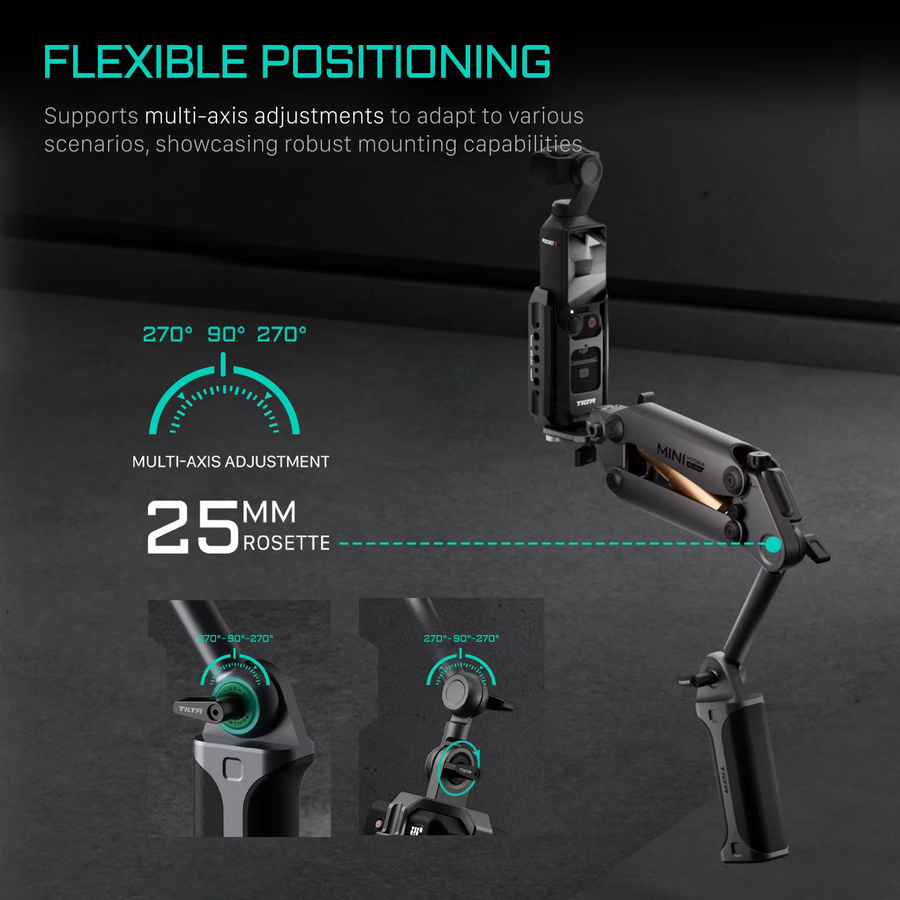 Tilta Hydra Alien Mini Handgriff-Kit HDA-T15 mit stoßdämpfendem Arm für DJI Action 3, GoPro und iPhone - Bild 2