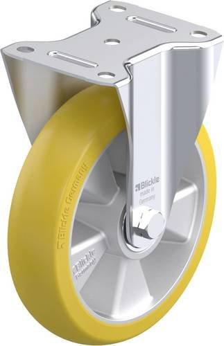 Blickle B-ALTH 200K-CO Stahlblech-Bockrolle in Silber und Gelb mit 200 mm Rad-Durchmesser und 400 kg Tragfähigkeit - Bild 1