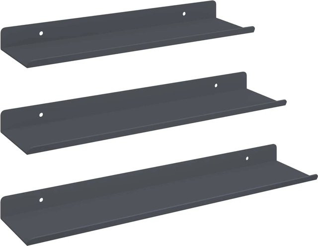 vidaXL Schwebendes Regal 3er Set Anthrazit aus Metall B/T/H: 40 x 9 x 2,5 cm - Bild 1