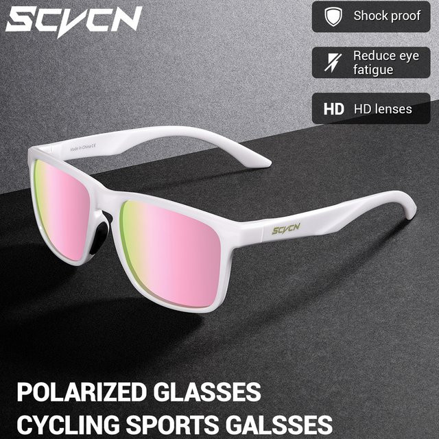 SCVCN Sportsonnenbrille, Vollrand, rechteckig, Kunststoff, weiß, polarisiert - Bild 1