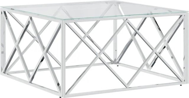vidaXL Couchtisch Modell 3 aus Edelstahl und Glas in Silber, B/T/H: 80 x 80 x 40 cm - Bild 1
