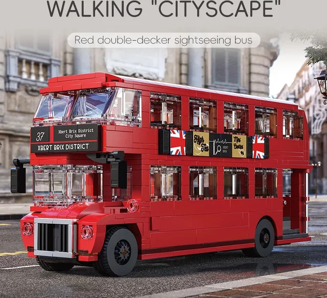 AMAZINGBLOKS Britischer Retro-Doppeldecker-Bus, Baukasten, 745 Teile, ab 14 Jahren - Bild 1
