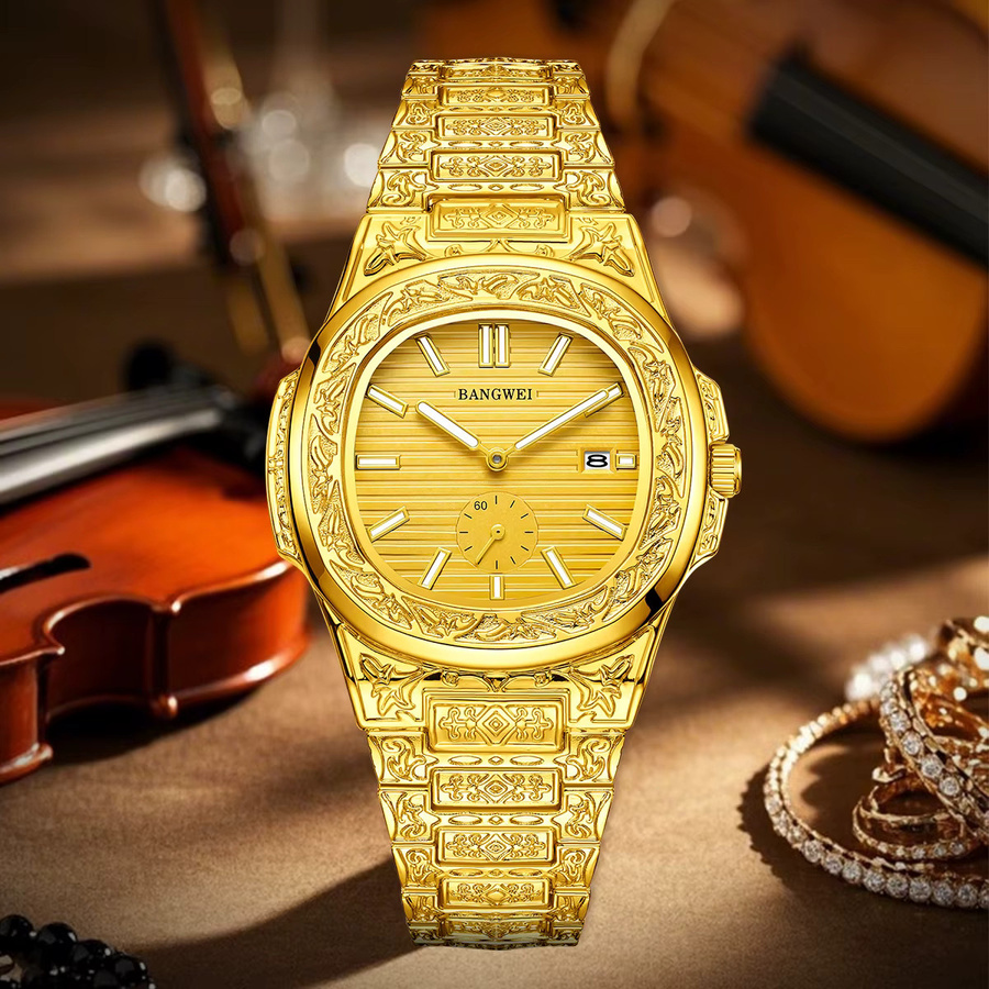 LIGE Armbanduhr, Gold, Edelstahl, Quarz, Eckig, Herren - Bild 3