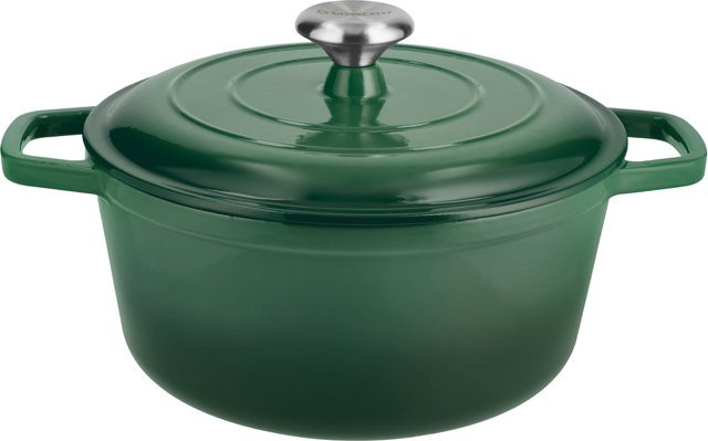 SILVERCREST Premium Gusseisentopf aus emailliertem Gusseisen in Grün, Durchmesser: 25 cm - Bild 1