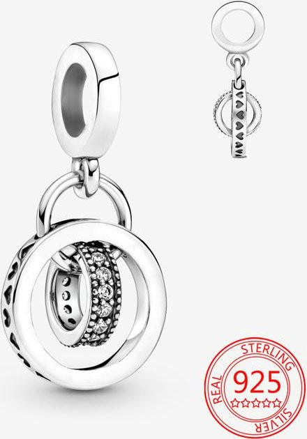 Allbestart Doppelring Kreis Charm, 925 Silber, Zirkonia, Damen - Bild 1