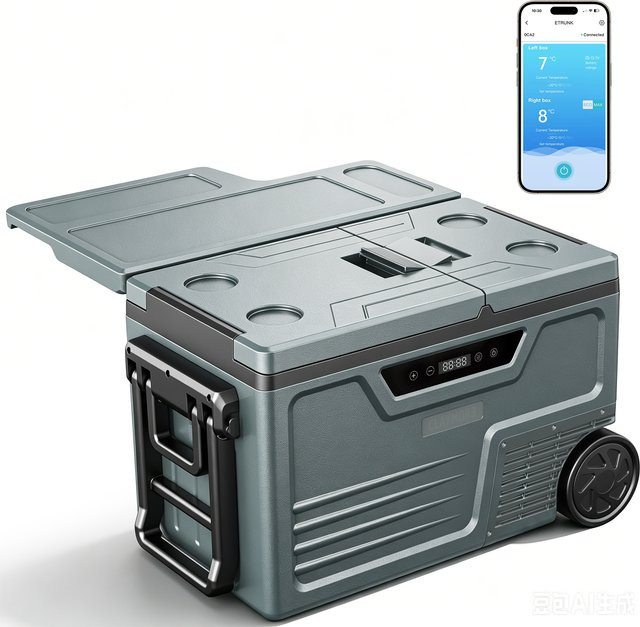 Foursun TAW-45D Dual-Zone Auto-Kühlschrank 48L in Grau mit Bluetooth-App-Steuerung für Camping und Reisen, 12V/24V DC und 100-240V AC - Bild 1