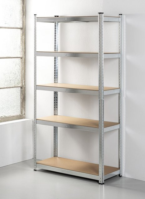 Tech Craft Schwerlastregal mit 5 Ablagen aus Kohlenstoffstahl und MDF, H x B x T: 180 x 90 x 40 cm - Bild 1