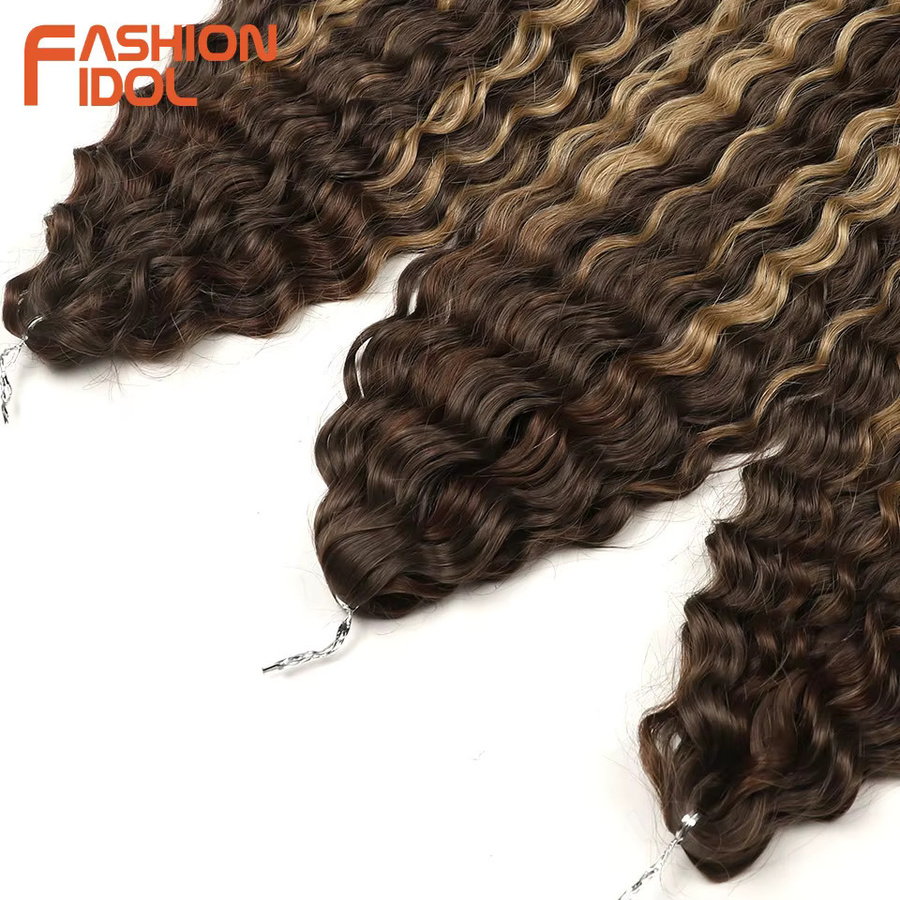 MODE IDOL Haarverlängerung Synthetik, Ariel Curl, Ombre Braun, 3 Stück - Bild 3