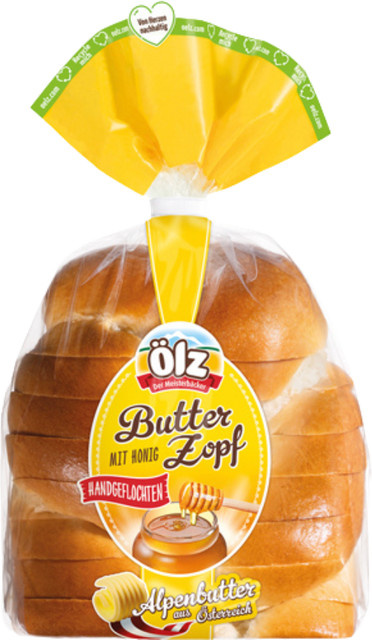 Ölz Butterzopf mit Honig handgeflochten geschnitten 235 g - Bild 1