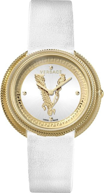 Versace Damenuhr Thea, Quarz, Edelstahl, 38 mm, Leder, Weiß, 5 ATM - Bild 1