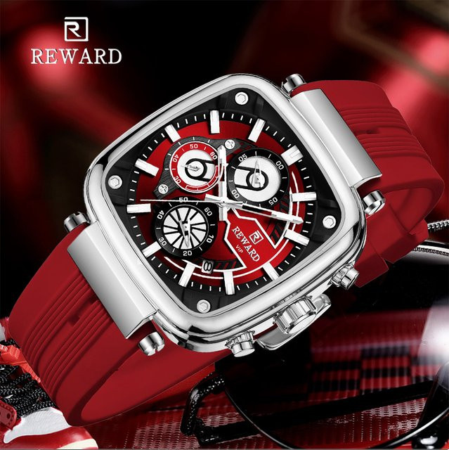 REWARD Armbanduhr Quarz, Rot, Silikon Armband, Herren - Bild 1