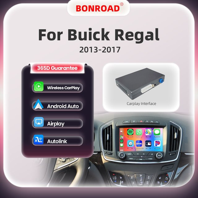 BONROAD Drahtloses CarPlay und Android Auto Schnittstellenmodul mit Bluetooth für Buick Regal und Opel Insignia 2013–2017, Schwarz - Bild 1