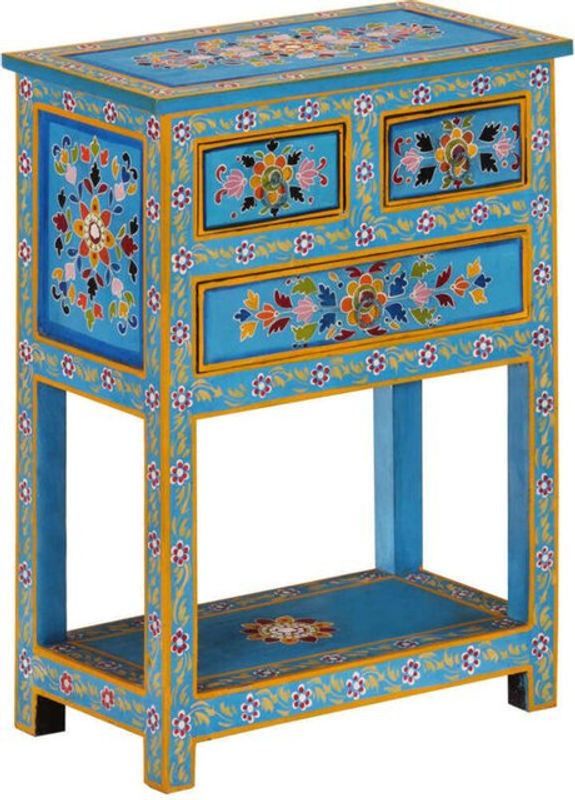 vidaxl Sideboard Bohemian aus Massivholz Mango in Blau, B/T/H: 55 x 30 x 76 cm - Bild 1