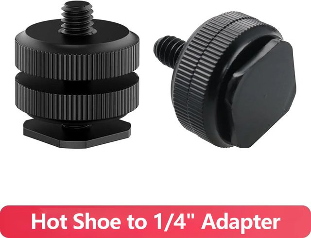 EXSKOF Blitzschuh-Adapter aus Aluminiumlegierung in Schwarz für DSLR-Kameras zur Befestigung von LED-Licht, Monitor oder Mikrofon mit 1/4-Zoll-Schraubenadapter - Bild 1