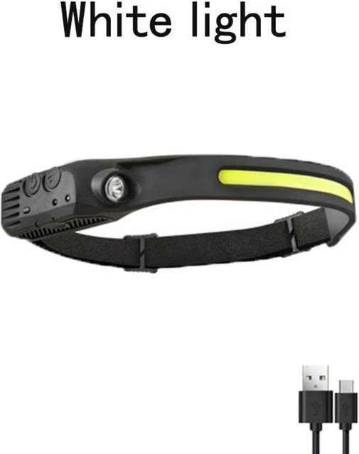 USB wiederaufladbare LED-Stirnlampe mit XPE und COB-Scheinwerfer, wasserdichte Sensor-Stirnlampe für Angeln und Camping in Weiß von LIUXING Fire Outdoor Lighting Factory - Bild 1