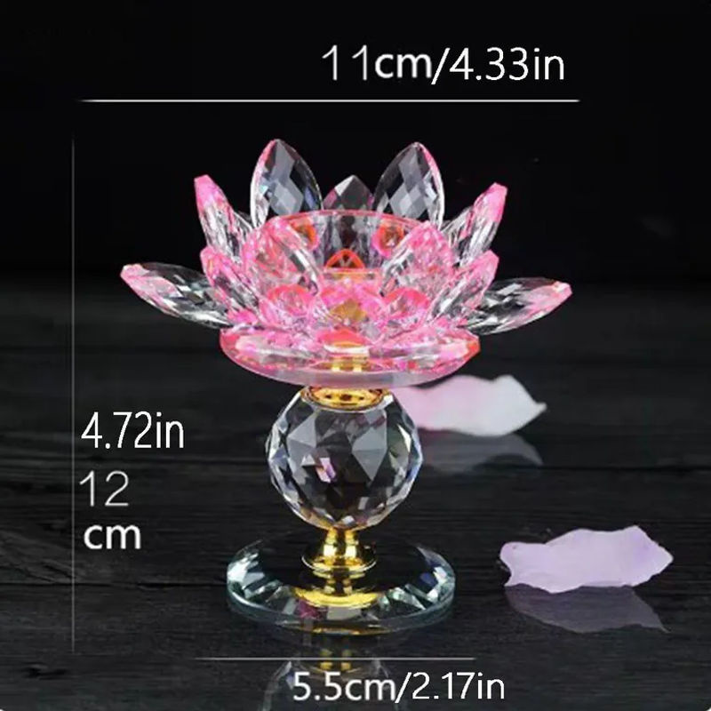Hoom-Dekor Lotosblumen Kerzenständer aus Glas in Gelb mit floralem Design für Teelichter - Bild 2