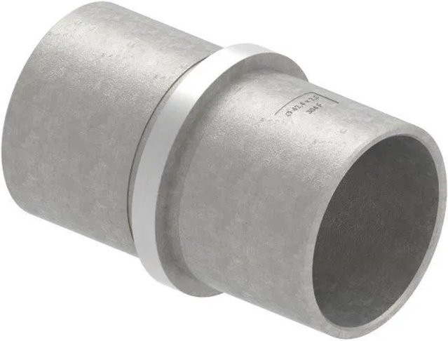 FeNau Steckverbinder V2A Gerade mit Mittelsteg aus Edelstahl in Silber Matt, Durchmesser: 42,4 mm, Wandstärke: 2,5 mm - Bild 1