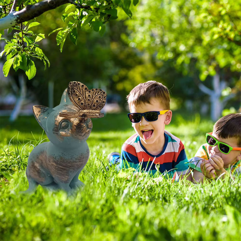 Shunmaii Kätzchen-Statue aus Kunstharz in Grau als dekorative Garten-Tierfigur für deinen Garten und Hof - Bild 3