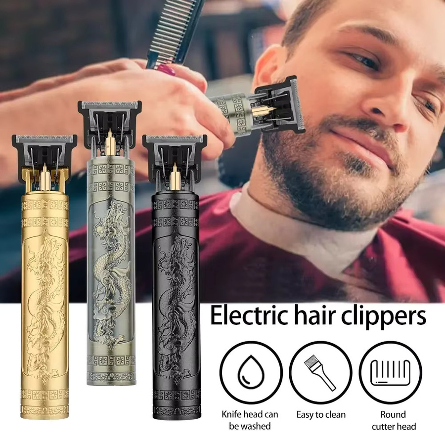 Vintage T9 Elektrische Kabellose Haarschneidemaschine und Barttrimmer, Herren, Gold/Blau - Bild 6