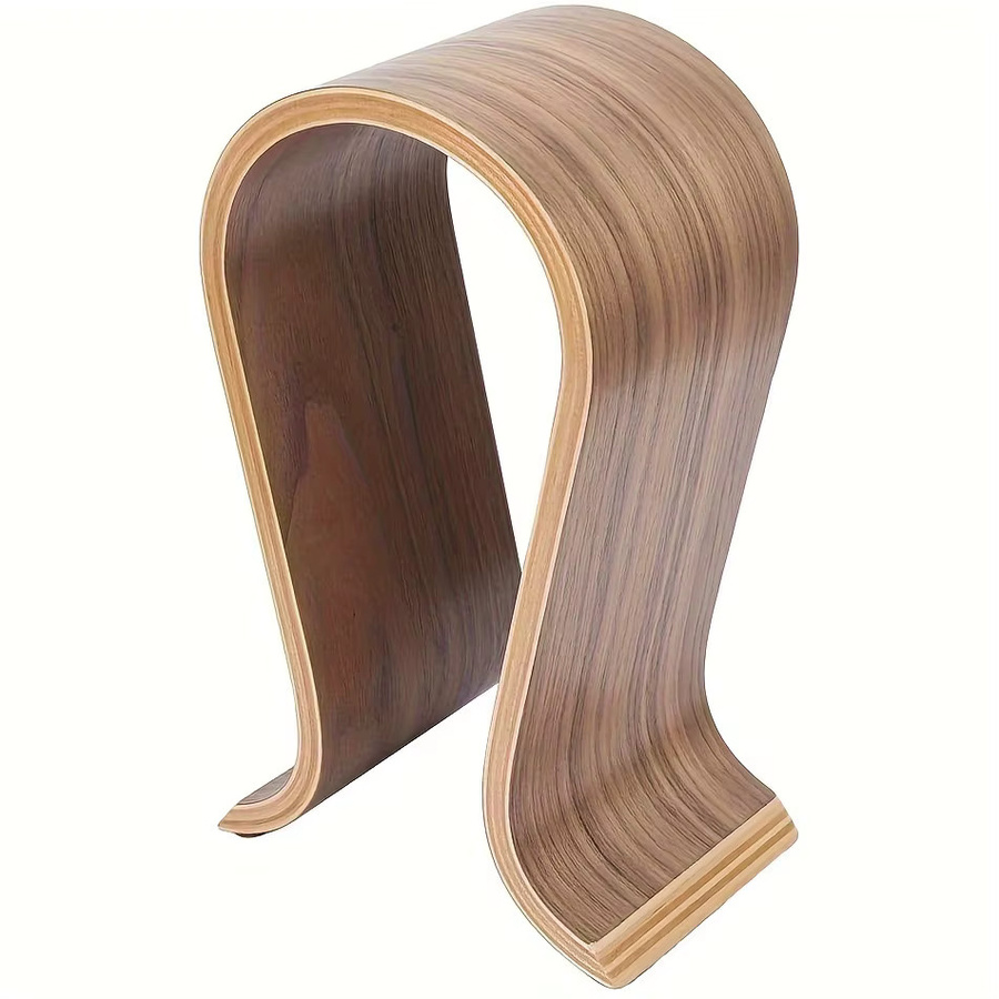 U-förmiger Kopfhörerständer aus Holz von TTAKA7 in Braun und Gelb, B/T/H: 25,5 x 15,5 x 0 cm - Bild 4