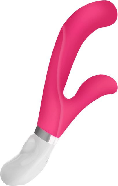 Aufladbarer Design-Rabbit aus Silikon in Pink und White, Höhe: 20,5 cm - Bild 1
