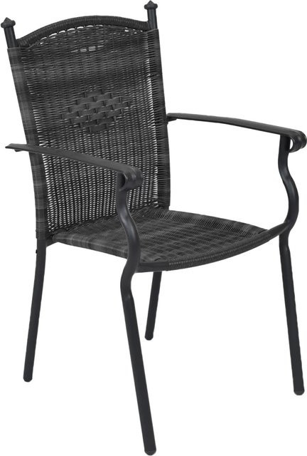 Merxx Roma Stapelsessel 2er-Set Grau aus Aluminium und Kunststoffgeflecht B/H/T: 57 x 91.5 x 57 cm - Bild 1