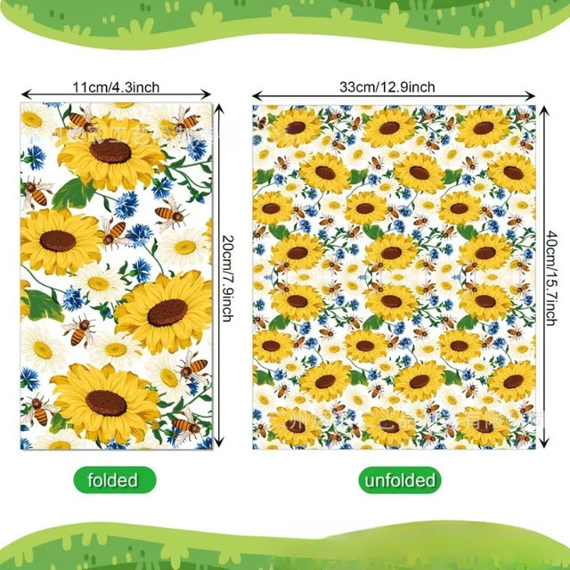 20er Pack GUANYAO Seidenpapier mit Sonnenblumen und Bienen für DIY-Dekorationen, B/H: 33 x 40 cm, Gelb/Mehrfarbig - Bild 1