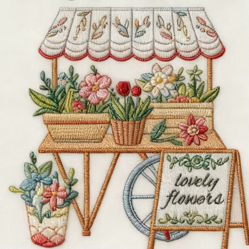 Selbstklebende Stickerei-Transfermuster aus Vliesstoff mit Blumenmuster in Multicolour zum Selbermachen und Wasserlösen - Bild 2