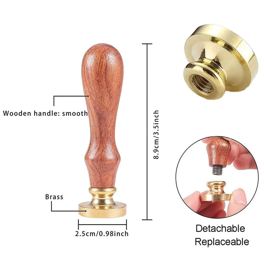 2er-Pack Vierblättriges Kleeblatt Wachssiegelstempel aus Messing mit Holzgriff in Gold für Umschläge und Einladungen - Bild 1