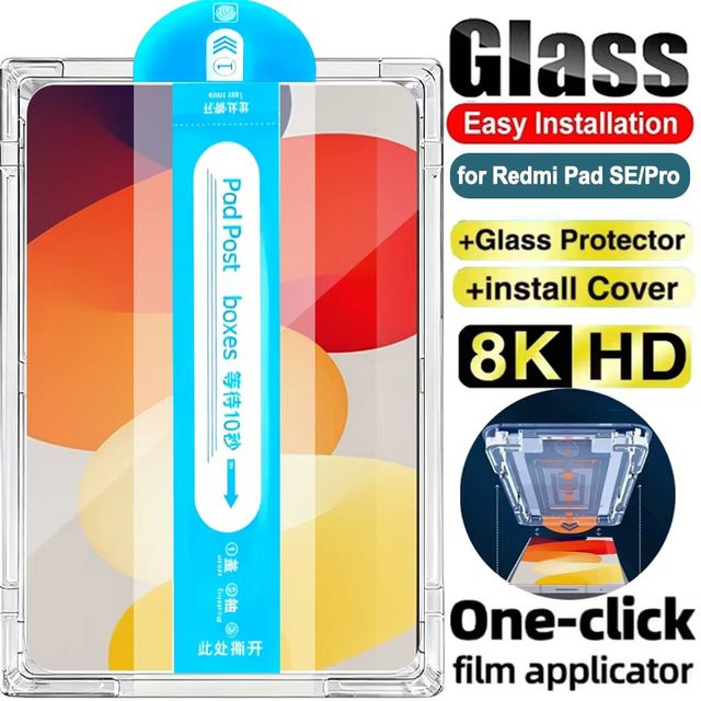 Staubfreier Displayschutz aus gehärtetem Glas für Xiaomi Pad 7, Pad 7 Pro, Redmi Pad Pro und weitere Modelle, transparent - Bild 1