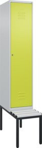C+P Spind Classic PLUS Garderobenschrank mit Sitzbank, 1 Abteil, Lichtgrau, B/T/H: 212,0 x 40,0 x 81,5 cm - Bild 1