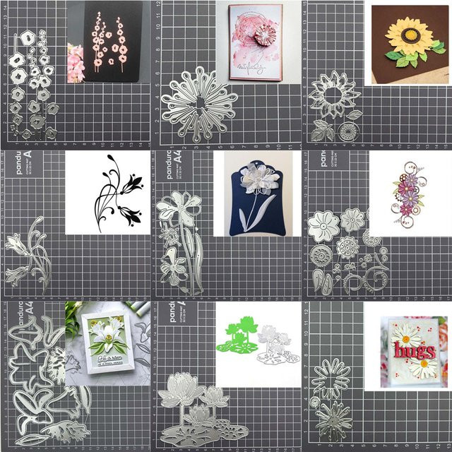Metall Stanzform Pflaumenblüte und Lotusblume in Silber für DIY Scrapbooking und Papierdekoration - Bild 1
