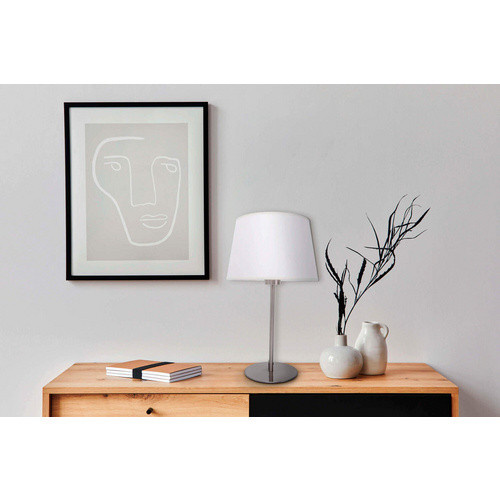 Näve Tischleuchte Bologna Beige mit silbernem Gestell, Durchmesser: 25 cm, Höhe: 45 cm - Bild 2
