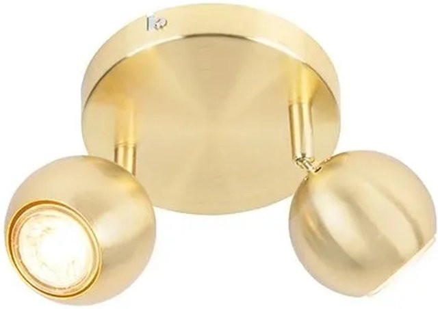 QAZQA Gissi Retro Rundstrahler Messing 2-flammig dimmbar mit Deckenplatte in Gold/Messing - Bild 1