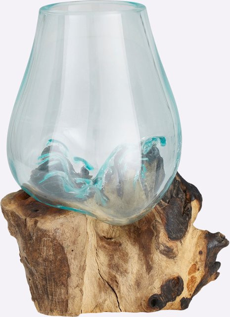 Heine Home Deko-Objekt aus Albasia-Wurzelholz und Glas in Natur, B/T/H: 22,0 x 15,0 x 16,0 cm - Bild 1