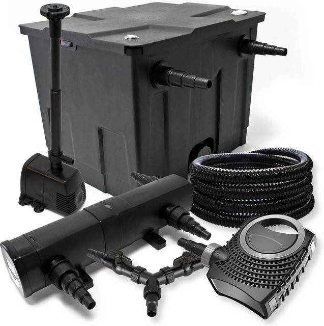 Sunsun Teichfilter Set Neo8000 mit 18W Pumpe für 12000L Teich inklusive 25M Schlauch in Schwarz - Bild 1