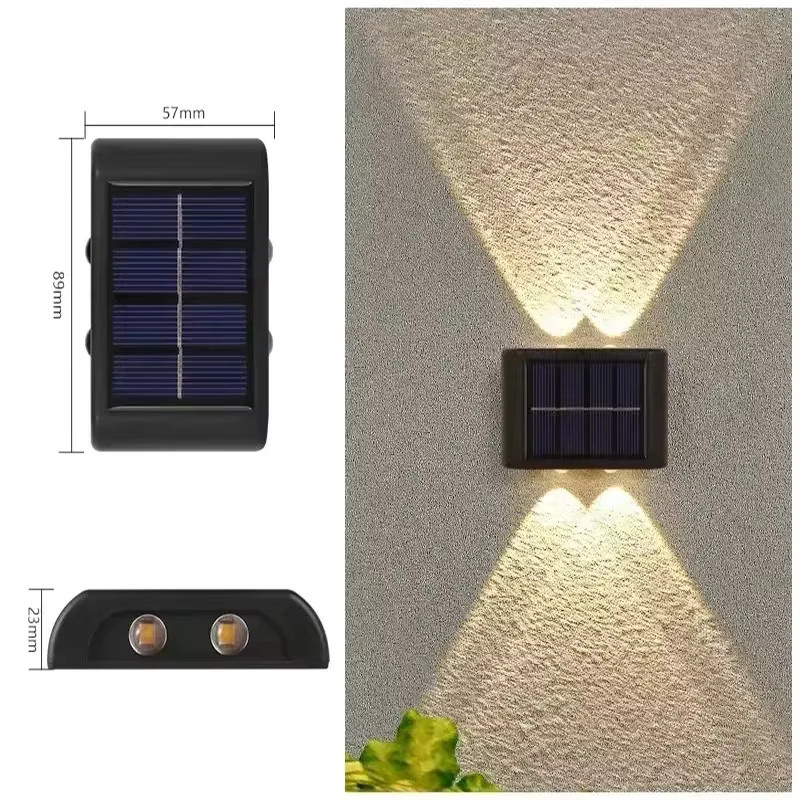 XIWANGFIRE Solar-LED-Wandleuchte in Schwarz mit Auf- und Abwärtsbeleuchtung, warmweißes Licht für Garten, Balkon und Terrasse - Bild 7