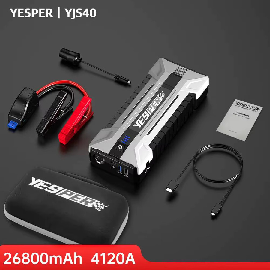 YESPER 4120A Tragbares Auto-Starthilfegerät 26800mAh mit Tragetasche und Überbrückungskabel für Benzin bis 10L und Diesel, 12V - Bild 8