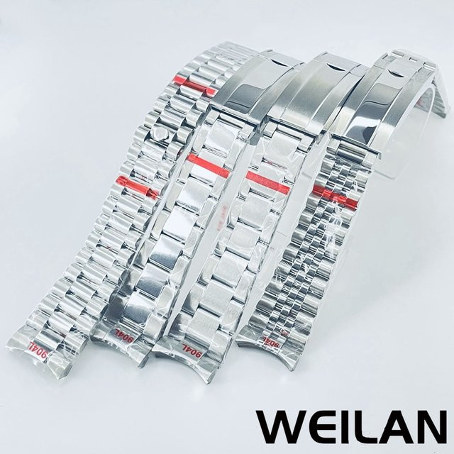 ANGLANG Uhrenarmband Edelstahl, Oyster-Armband, 20 mm, Silber, Unisex - Bild 1